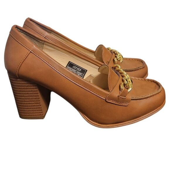 Jones New York Cyri in Camel Gold Chain Slip on Womens Block Heel, Size 6 - Picture 3 of 13